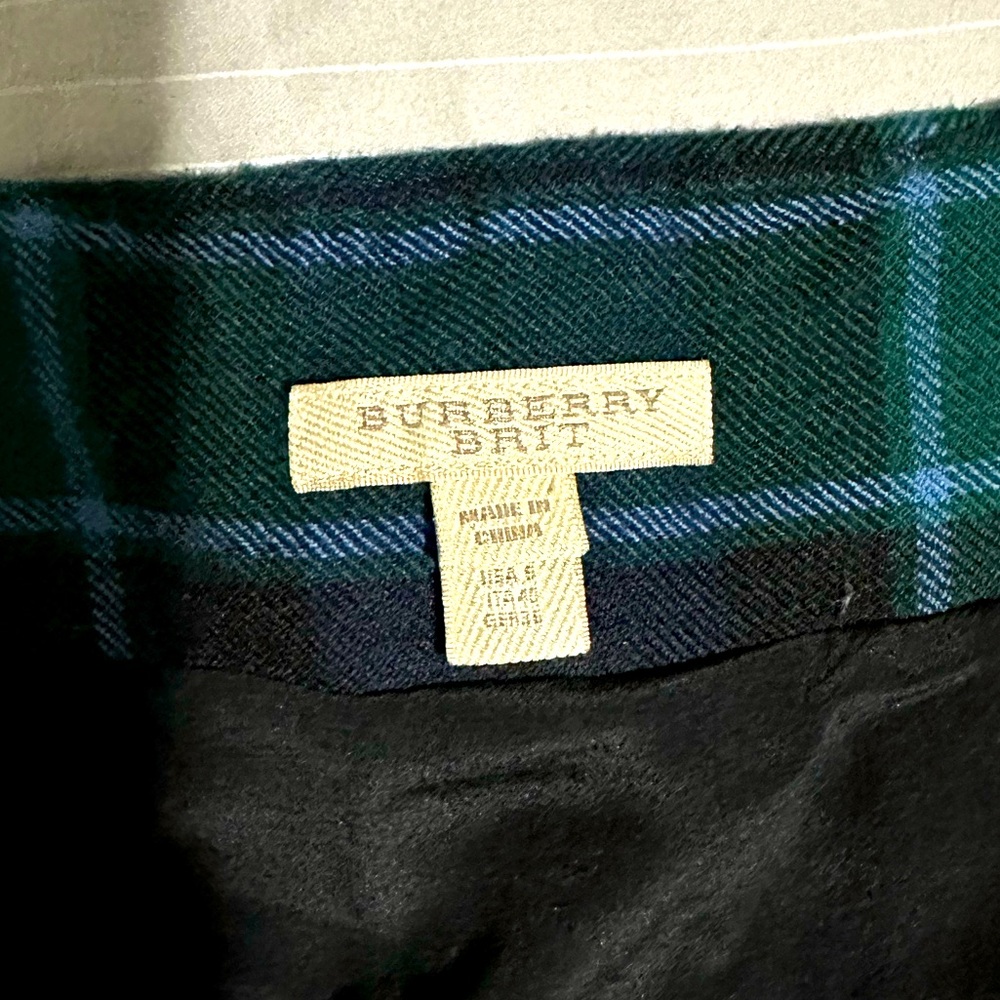 Burberry Mini Skirt. Navy and green plaid.